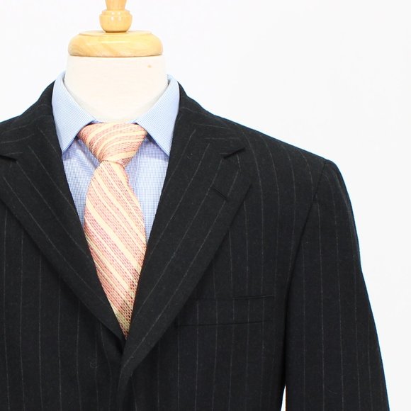 Vintage 1980's Brooks Brothers 40L 36x30 Gray Stripe 3-Button Full Suit … - Picture 7 of 15